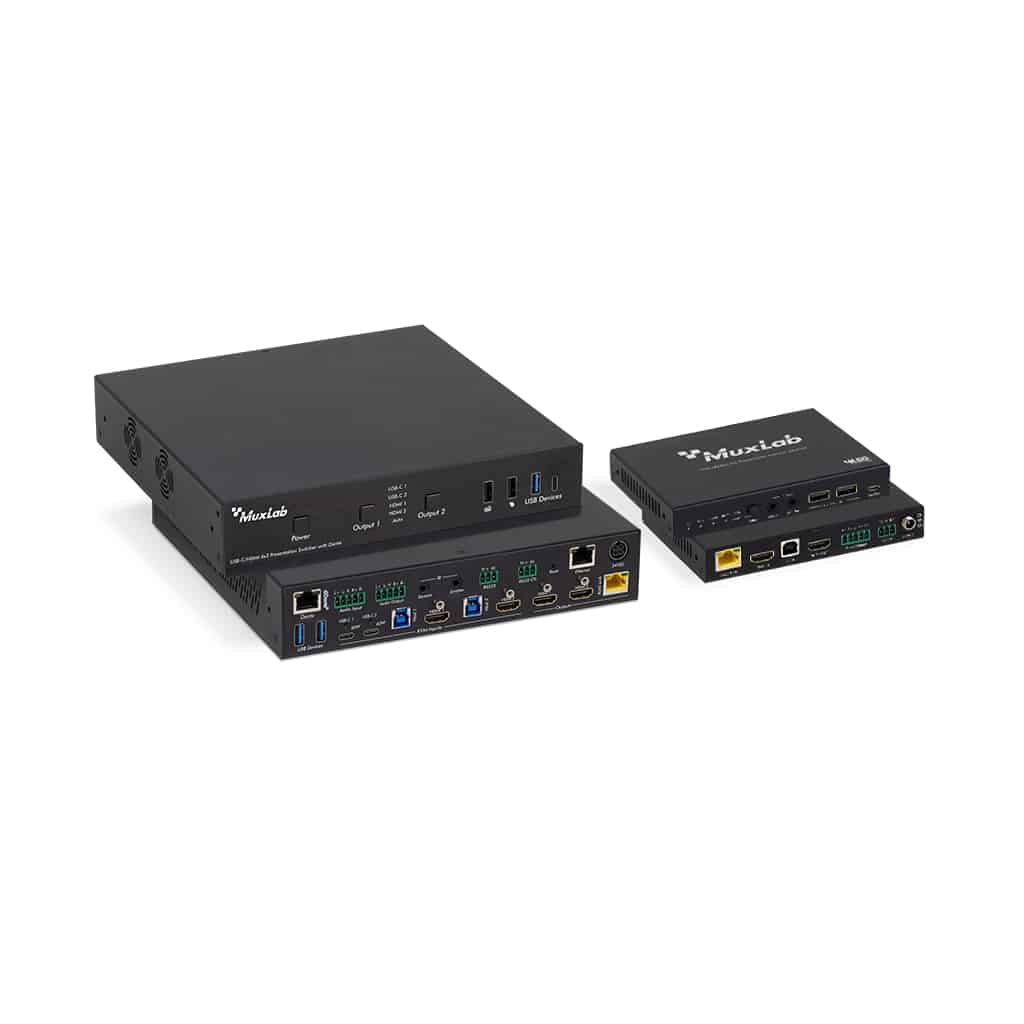 USB-C/HDMI 4×2 Presentation Switcher with Dante