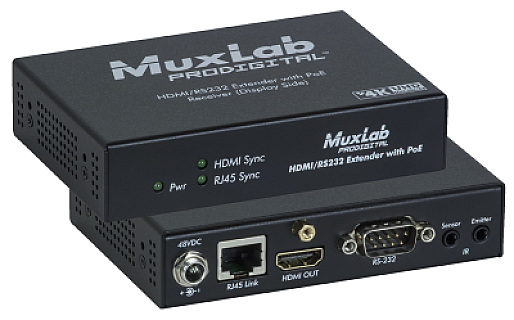 HDMI / RS232 Receiver with PoE, HDBT, UHD-4K image 1