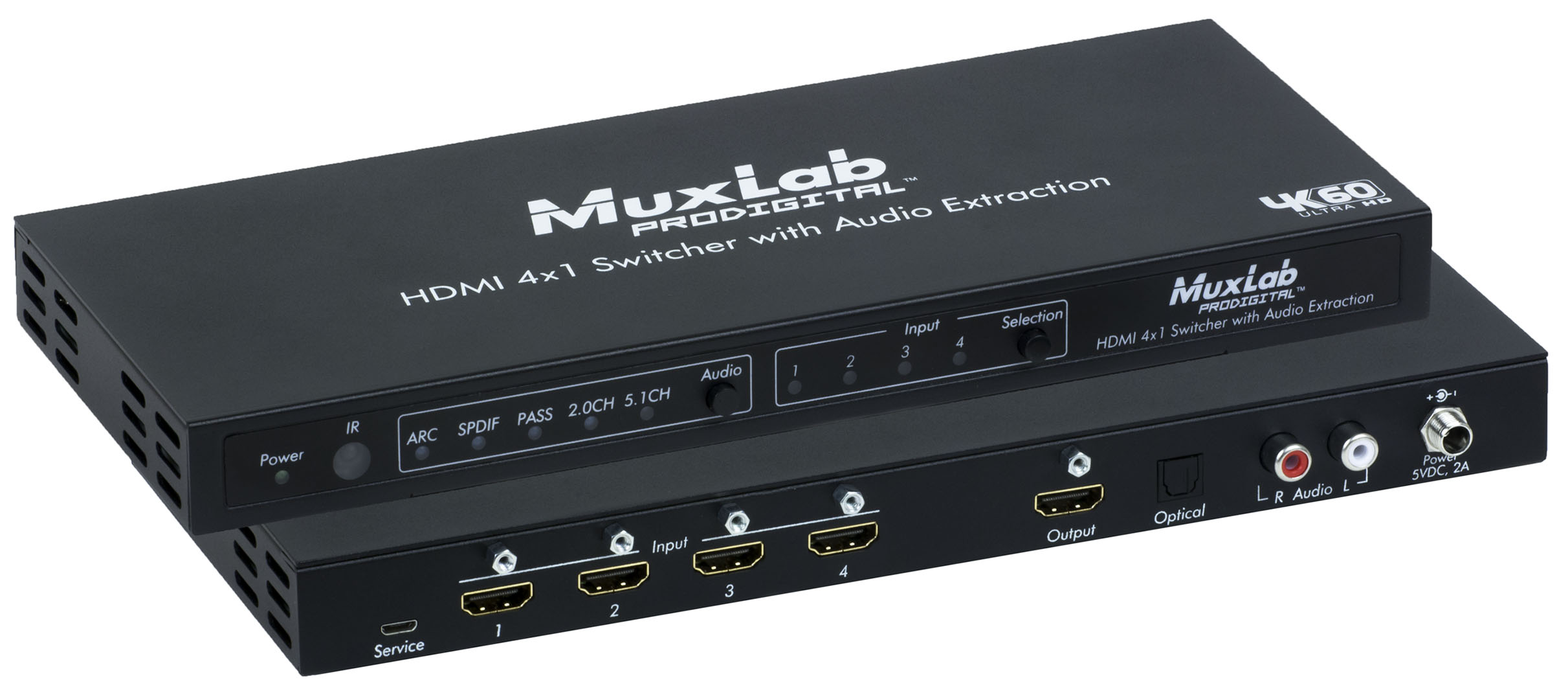 HDMI 4×1 Switcher with Audio Extraction, 4K/60