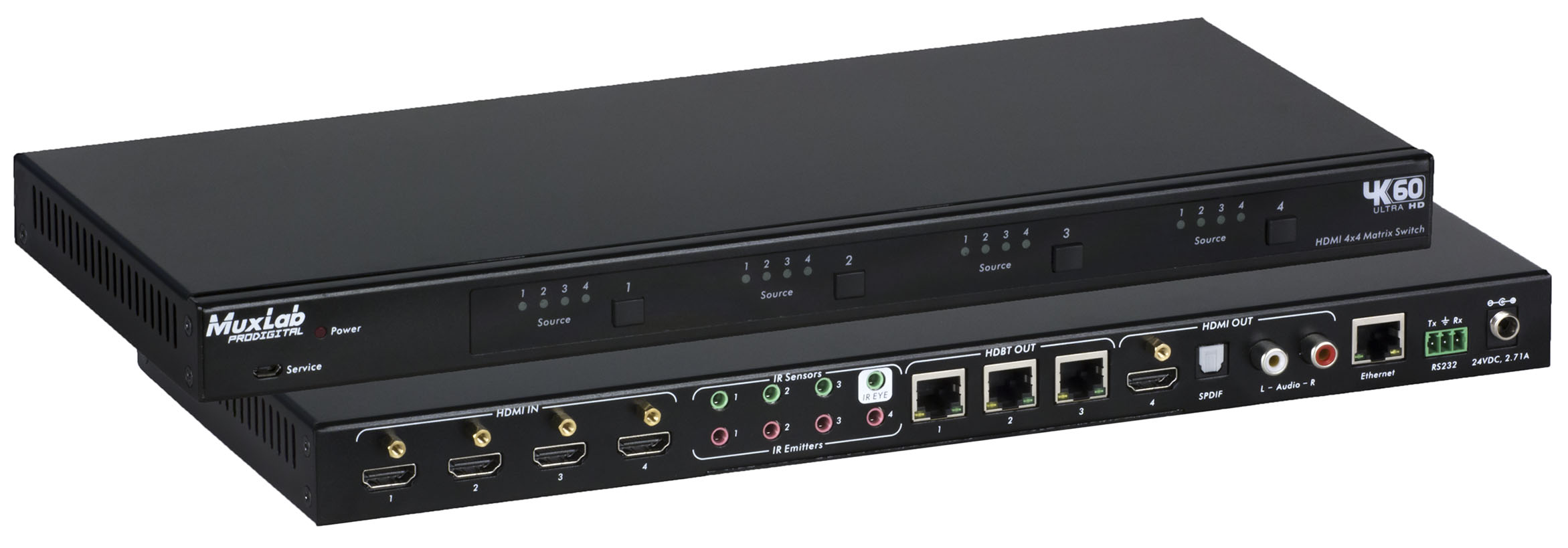HDMI 4x4 Matrix Switch Kit, HDBT, PoC, 4K/60, US
