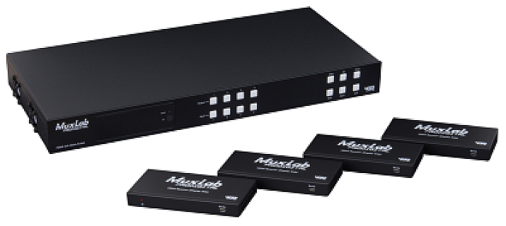 HDMI 4x4 Matrix Switch Kit, HDBT, PoC, 4K/60, UK image 1
