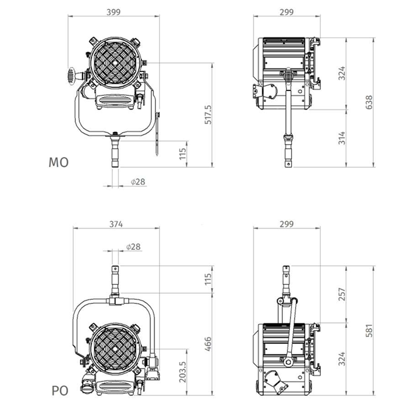 Bambino 2kW Tungsten Fresnel PO