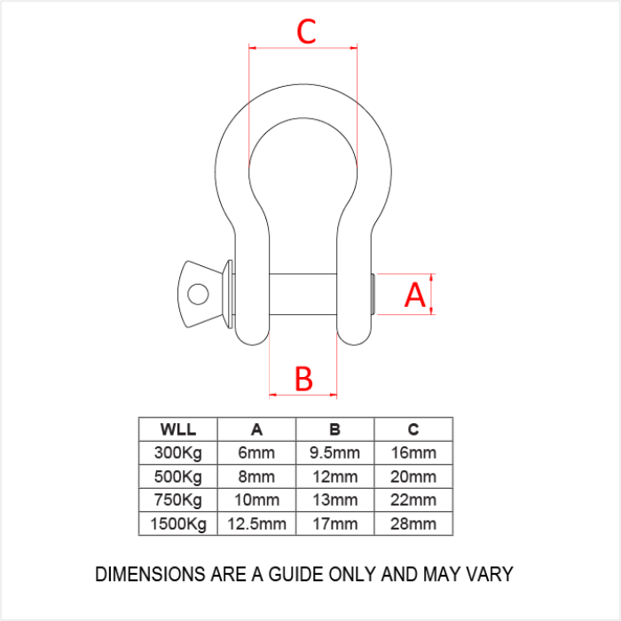 Silver Pin Shackles 6mm-300Kg