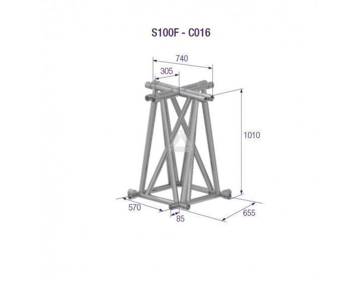 S100F C016 Folding Truss Corner (4-Point), 4-Way, silver
