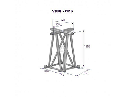 S100F C016 Folding Truss Corner (4-Point), 4-Way, silver image 1