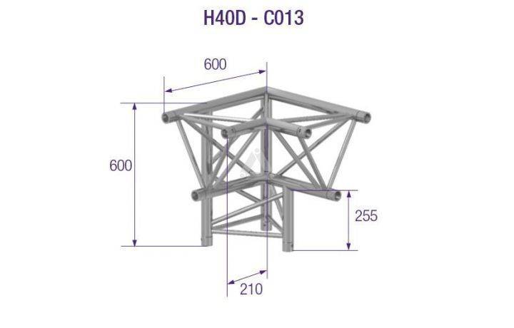 H40D C013 Triangle Truss Corner (3-Point), 40 3-Way L. AD, silver