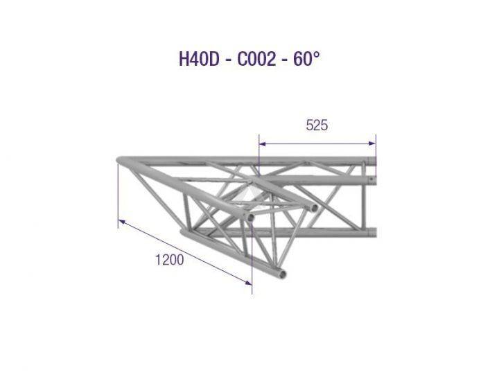 H40D C002 Triangle Truss Corner (3-Point), 40 2-Way 60°, silver