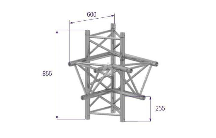 H40D C015 Triangle Truss Corner (3-Point), 40 4-way L. AD, silver