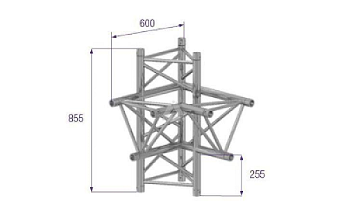 H40D C015 Triangle Truss Corner (3-Point), 40 4-way L. AD, silver image 1