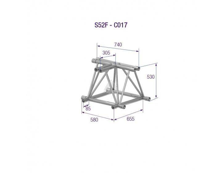 S52F C017 Folding Truss Corner (4-point), 3-Way T-Joint, silver