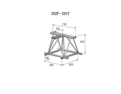 S52F C017 Folding Truss Corner (4-point), 3-Way T-Joint, silver image 1