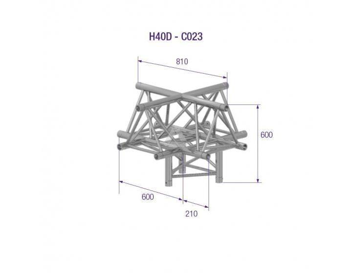 H40D C023 Triangle Truss Corner (3-Point), 40 5-way H. AU, silver