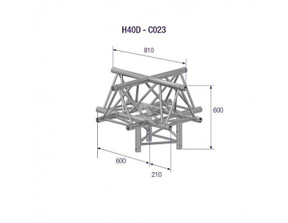 H40D C023 Triangle Truss Corner (3-Point), 40 5-way H. AU, silver image 1