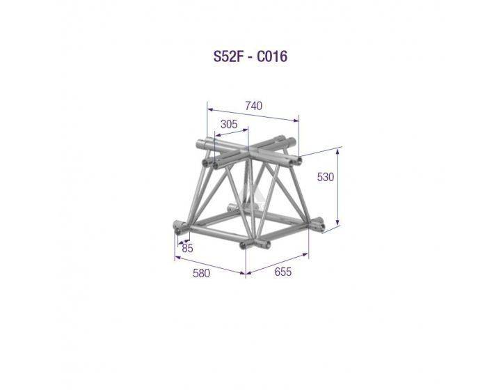 S52F C016 Folding Truss Corner (4-Point), 4-Way, silver