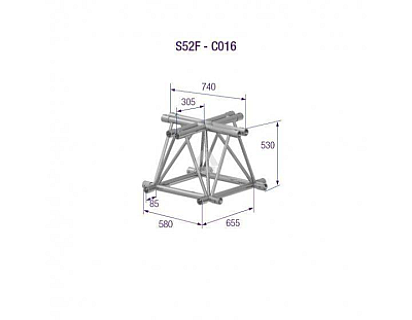S52F C016 Folding Truss Corner (4-Point), 4-Way, silver image 1