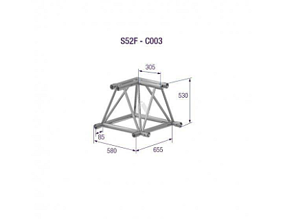 S52F C003 Triangle Truss Corner (3-point), 2-Way 90°, silver image 1