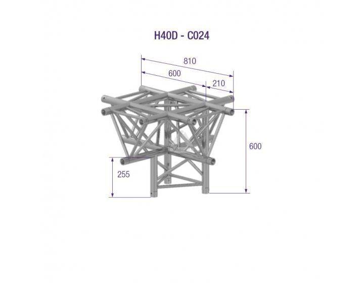 H40D C024 Triangle Truss Corner (3-point), 5-Way H-AD, silver