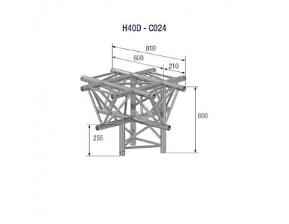 H40D C024 Triangle Truss Corner (3-point), 5-Way H-AD, silver image 1