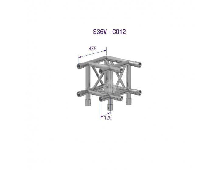 S36V C012 Square Truss Corner (4-Point), 3-Way, silver