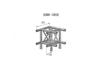 S36V C012 Square Truss Corner (4-Point), 3-Way, silver image 1