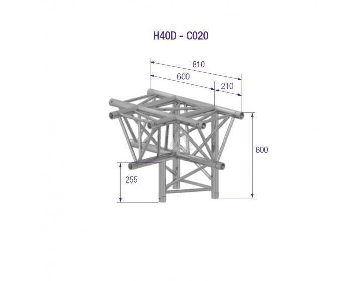 H40D-C020-TRIANGLE 40 4-WAY T-JOINT AD