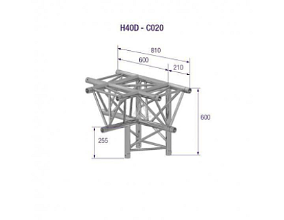 H40D-C020-TRIANGLE 40 4-WAY T-JOINT AD image 1