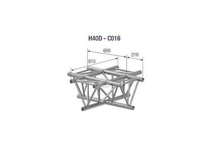 H40D C016 Triangle Truss Corner Cross (3-Point), 40 4-way, silver image 1