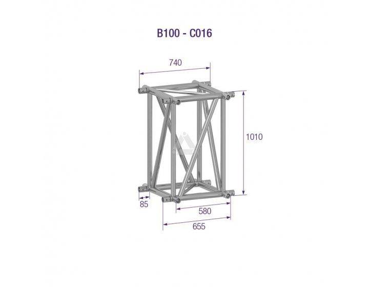 B100CW C016 Rectangle Truss Corner (4-Point), 4-way, silver