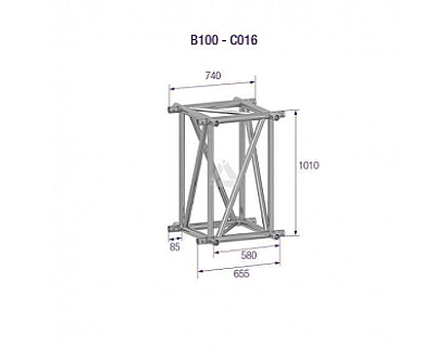 B100CW C016 Rectangle Truss Corner (4-Point), 4-way, silver image 1