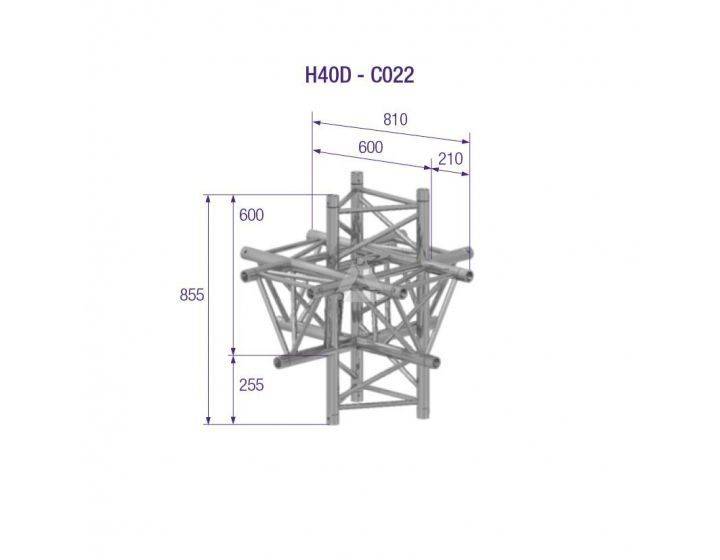 H40D C022 Triangle Truss Corner (3-Point), 6-way, silver