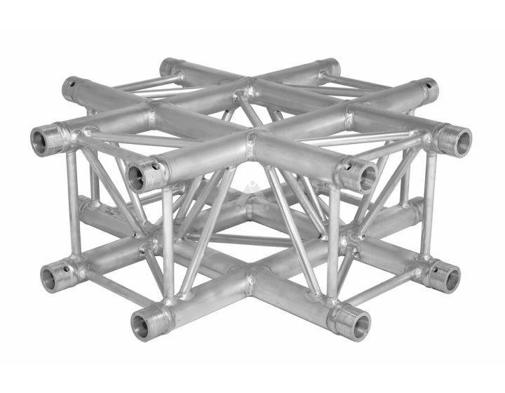 H30V C016 Square Truss Corner Cross (4-Point), 4-way, silver
