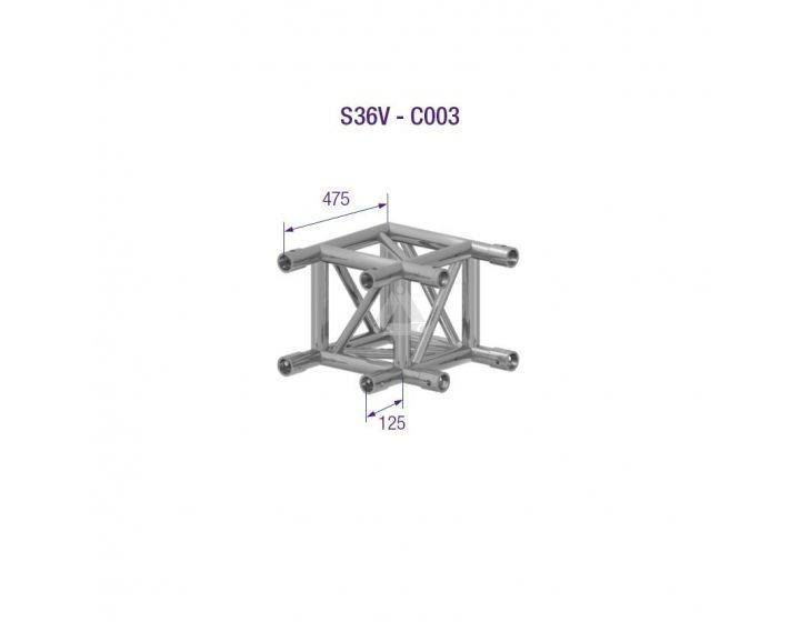 S36V C003 Square Truss Corner (4-Point), 2-Way 90°, silver