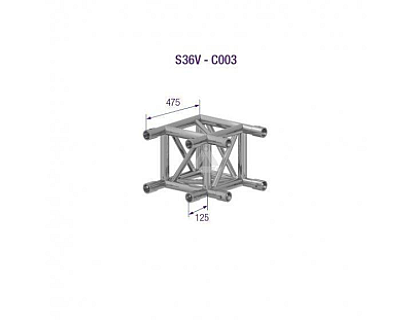 S36V C003 Square Truss Corner (4-Point), 2-Way 90°, silver image 1