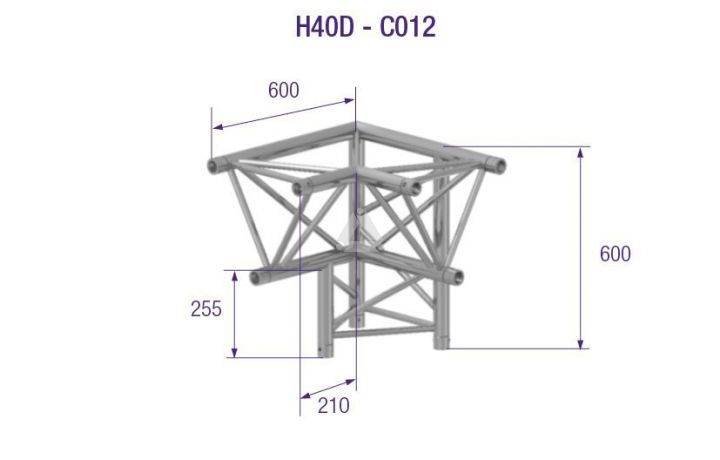 H40D C012 Triangle Truss Corner (3-Point), 40 3-Way R. AD, silver