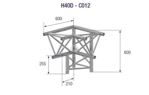 H40D C012 Triangle Truss Corner (3-Point), 40 3-Way R. AD, silver image 1