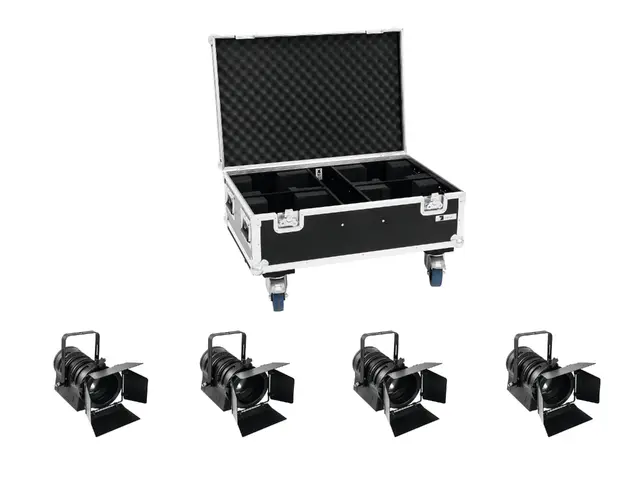 Set 4x LED THA-40PC Black Theater Spots with Flightcase