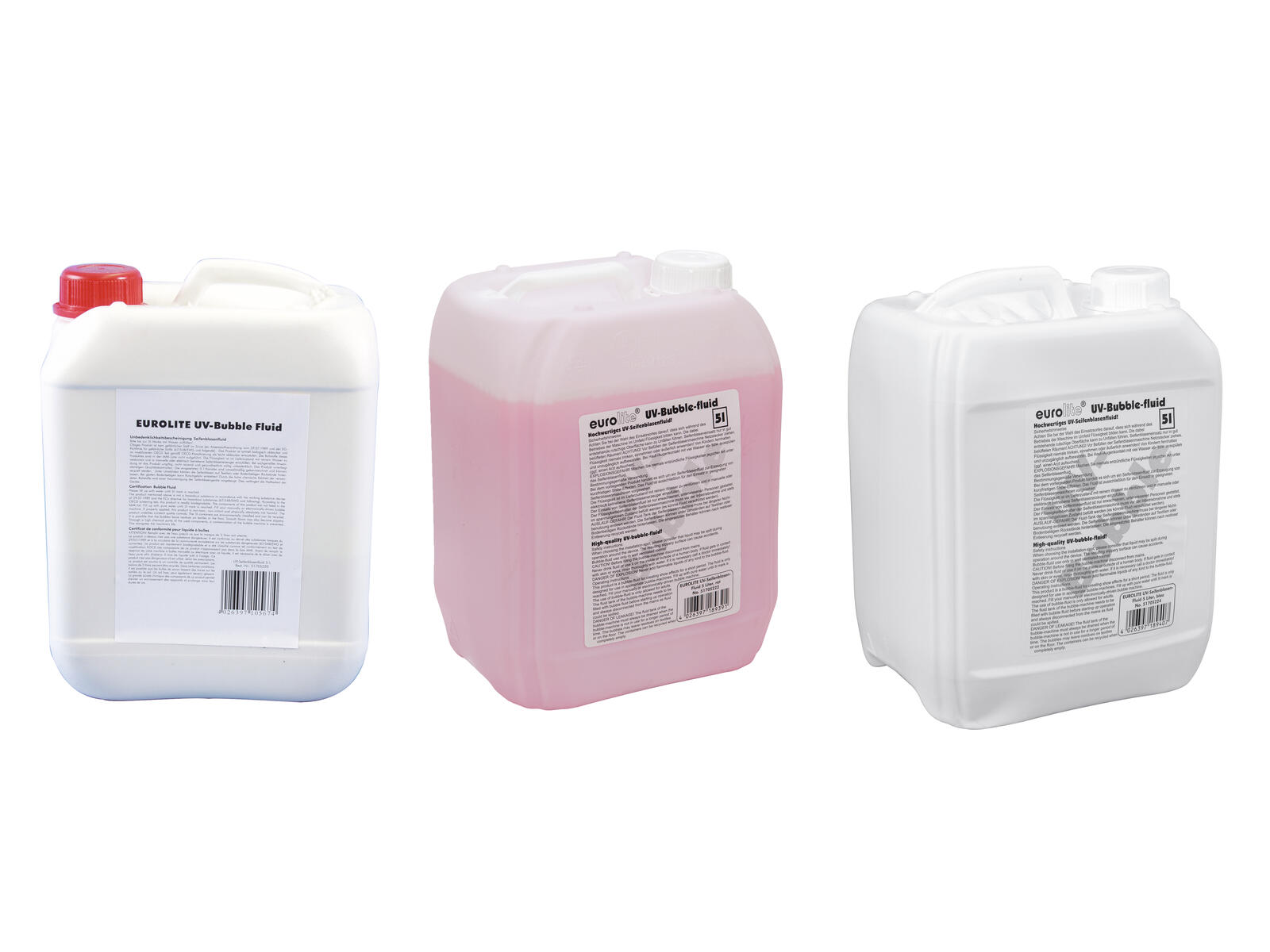 Set 3x UV Bubble Fluid 5 l Yellow + Red + Blue